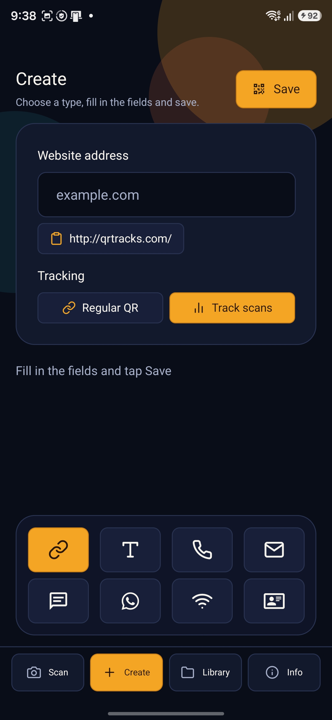 QRTracks QR code creator